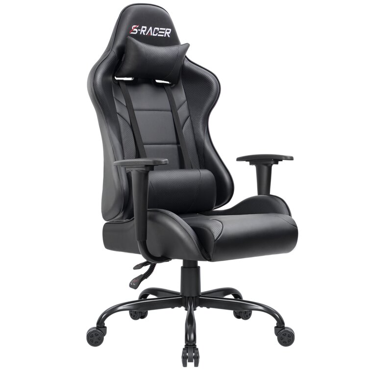 High end black best sale pu reclining gaming chair